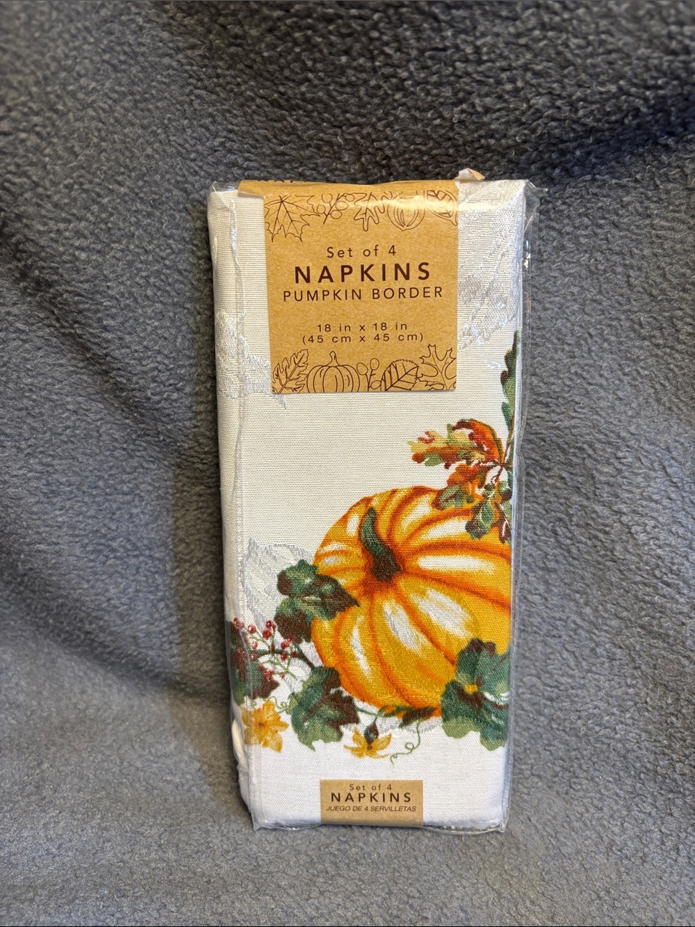 liberty Pumpkin Border Napkins - White, Orange, Green